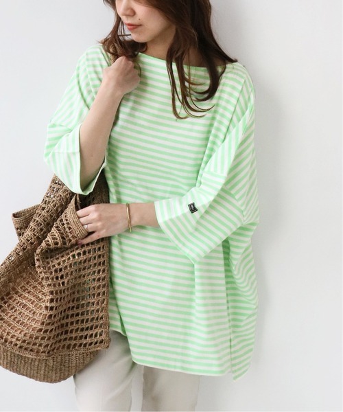 wiffle（ウィッフル）の「【WIFFLE/ウィッフル】*RELUME BIG BORDER S/S TEE：別注ボーダーTシャツ◆（Tシャツ/カットソー・レディース・グレー/ブラック/サックスブルー/グリーン/ピンク・FREE）」の3枚目の写真