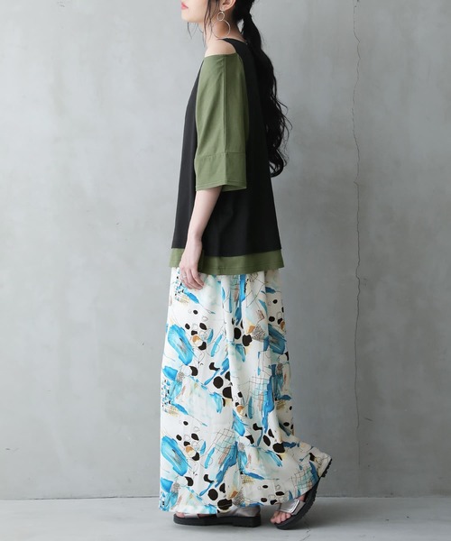 osharewalker(オシャレウォーカー)の「【廃盤】『アートプリントロングスカート』(スカート・レディース・ブラウン/ブルー・FREE)」の13枚目の写真