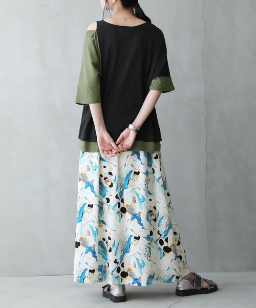 osharewalker(オシャレウォーカー)の「【廃盤】『アートプリントロングスカート』(スカート・レディース・ブラウン/ブルー・FREE)」の11枚目の写真