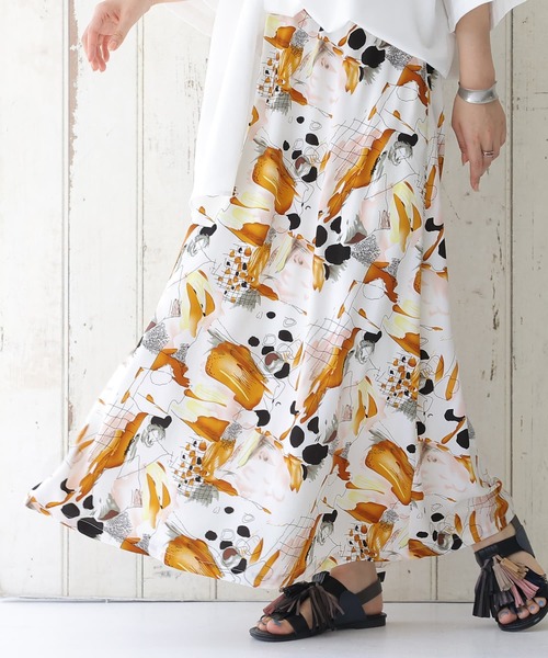 osharewalker(オシャレウォーカー)の「【廃盤】『アートプリントロングスカート』(スカート・レディース・ブラウン/ブルー・FREE)」の15枚目の写真