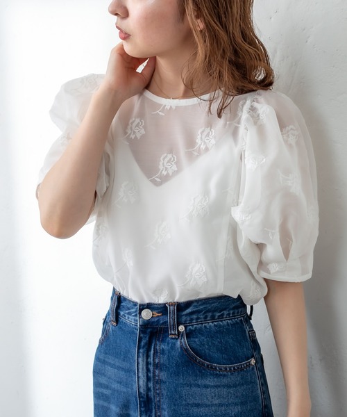 mystic（ミスティック）の「オーガンジー刺繍ブラウス（シャツ/ブラウス・レディース・ベージュ/オフホワイト/ブルー・FREE）」の16枚目の写真