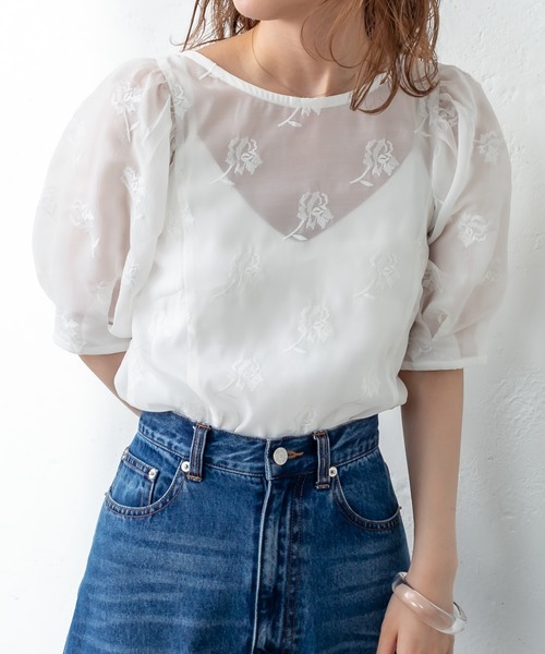 mystic（ミスティック）の「オーガンジー刺繍ブラウス（シャツ/ブラウス・レディース・ベージュ/オフホワイト/ブルー・FREE）」の17枚目の写真