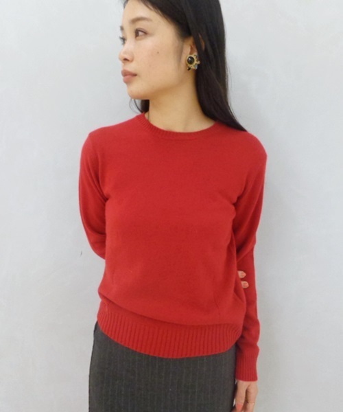 FIGARO Paris（フィガロパリ）の「◆9G天竺アイレット入り クループルオーバー（ニット/セーター・レディース・チャコールグレー/パープル/レッド・FREE）」の3枚目の写真