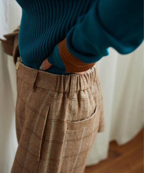 Lene（レネ）の「ヘリンボンチェック　タックパンツ（その他パンツ・レディース・ブラウン/ネイビー・FREE）」の8枚目の写真
