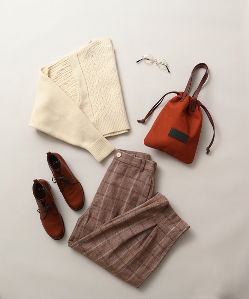 Lene（レネ）の「ヘリンボンチェック　タックパンツ（その他パンツ・レディース・ブラウン/ネイビー・FREE）」の22枚目の写真