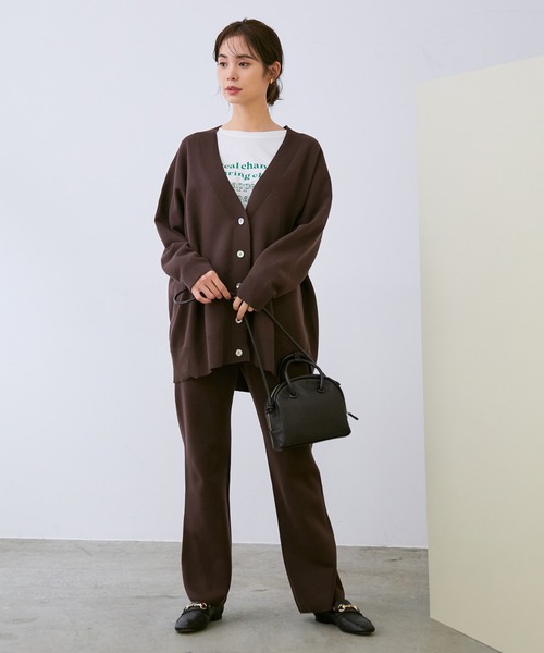 ROPE'(ロペ)の「【セットアップ対応】コットンポリ接結ニットパンツ(その他パンツ・レディース・ダークブラウン/ベージュ・38)」の3枚目の写真