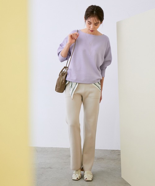 ROPE'(ロペ)の「【セットアップ対応】コットンポリ接結ニットパンツ(その他パンツ・レディース・ダークブラウン/ベージュ・38)」の8枚目の写真