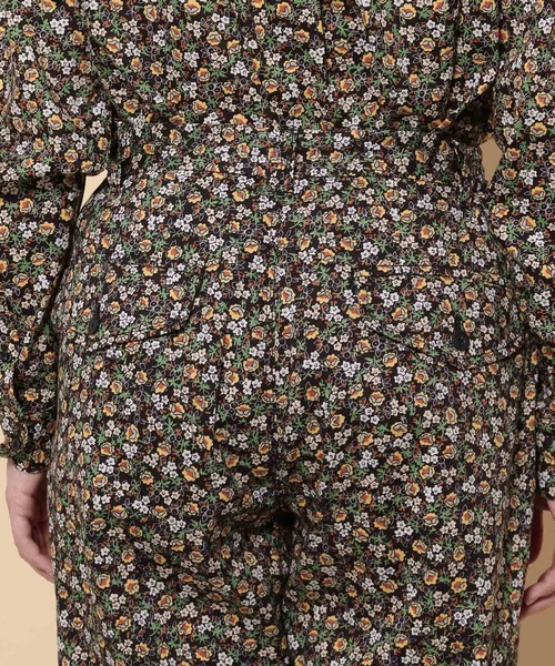 ケイタマルヤマ秋冬テーパードパンツ花柄ベージュ黄色オレンジ茶S