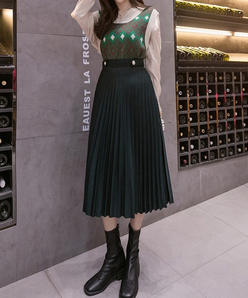 Bifrost（ビフレスト）の「プリーツスカート（スカート・レディース・キャメル/グリーン/ブラック・L/M）」の3枚目の写真