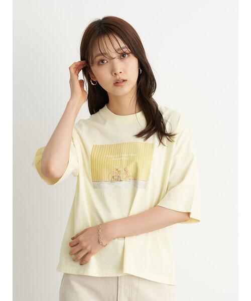 earth music&ecology（アースミュージックアンドエコロジー）の「エモーショナルフォトプリントTシャツ ＊（Tシャツ/カットソー・レディース・アイボリー/イエロー/サックスブルー/ブラック・FREE）」の7枚目の写真