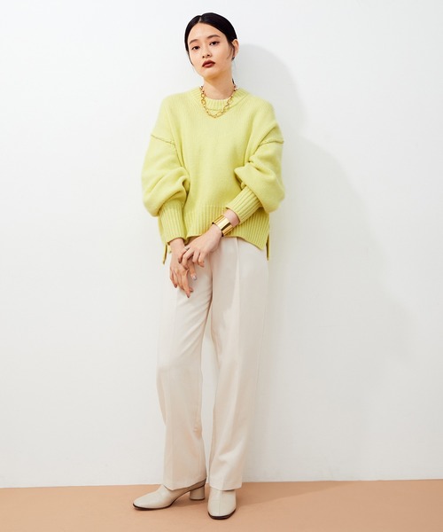 ADAM ET ROPE'(アダムエロペ)の「【一部カラーセットアップ対応】タスマニアウールクロップドプルオーバー(ニット/セーター・レディース・チャコールグレー/オフホワイト/イエロー系その他/ダークラベンダー・FREE)」の16枚目の写真