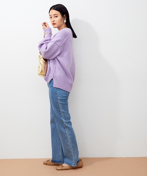 ADAM ET ROPE'(アダムエロペ)の「【一部カラーセットアップ対応】タスマニアウールクロップドプルオーバー(ニット/セーター・レディース・チャコールグレー/オフホワイト/イエロー系その他/ダークラベンダー・FREE)」の7枚目の写真