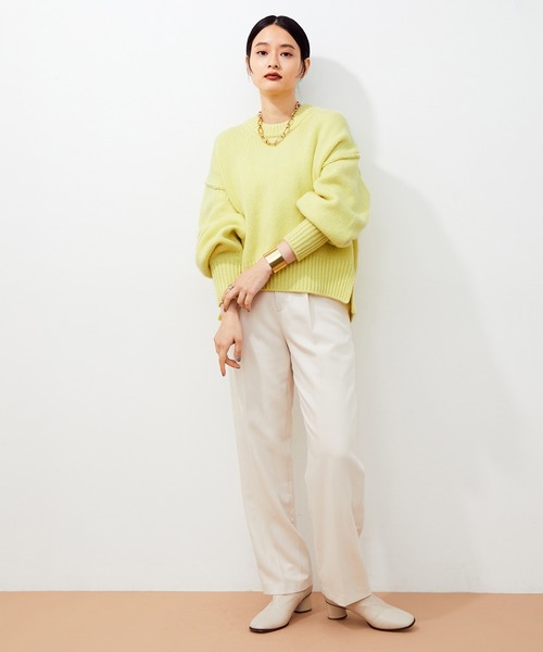 ADAM ET ROPE'(アダムエロペ)の「【一部カラーセットアップ対応】タスマニアウールクロップドプルオーバー(ニット/セーター・レディース・チャコールグレー/オフホワイト/イエロー系その他/ダークラベンダー・FREE)」の12枚目の写真