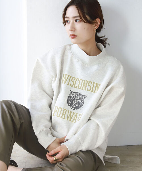 B:MING by BEAMS（ビーミングバイビームス）の「B:MING by BEAMS / 裏起毛 ロゴ プルオーバー（スウェット・レディース・グリーン系/オートミール/ブラック系・ONE SIZE）」の3枚目の写真