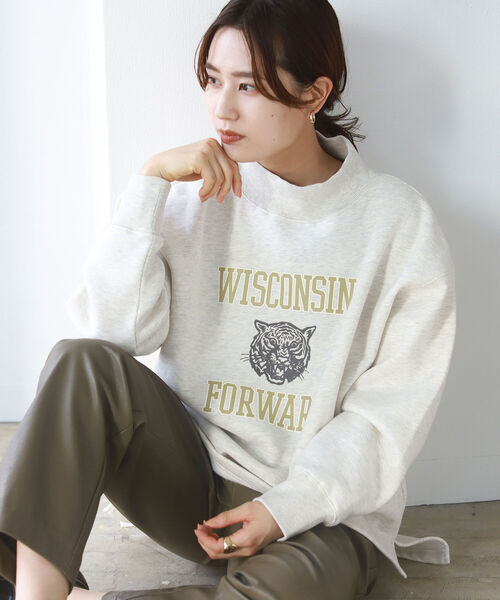 B:MING by BEAMS（ビーミングバイビームス）の「B:MING by BEAMS / 裏起毛 ロゴ プルオーバー（スウェット・レディース・グリーン系/オートミール/ブラック系・ONE SIZE）」の4枚目の写真