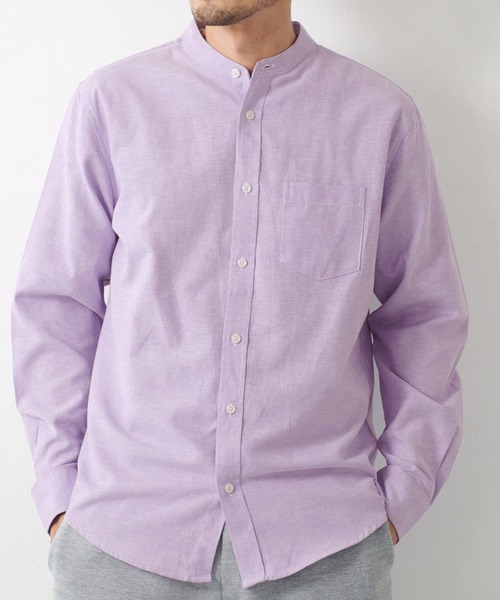 coca(coca)(コカ)の「ユニセックス バンドカラーレギュラーフィットオックスシャツ(シャツ/ブラウス・メンズ・ホワイト/パープル/ブルー・S/M/L/XL)」の1枚目の写真