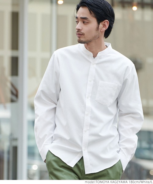 coca(coca)(コカ)の「ユニセックス バンドカラーレギュラーフィットオックスシャツ(シャツ/ブラウス・メンズ・ホワイト/パープル/ブルー・S/M/L/XL)」の6枚目の写真