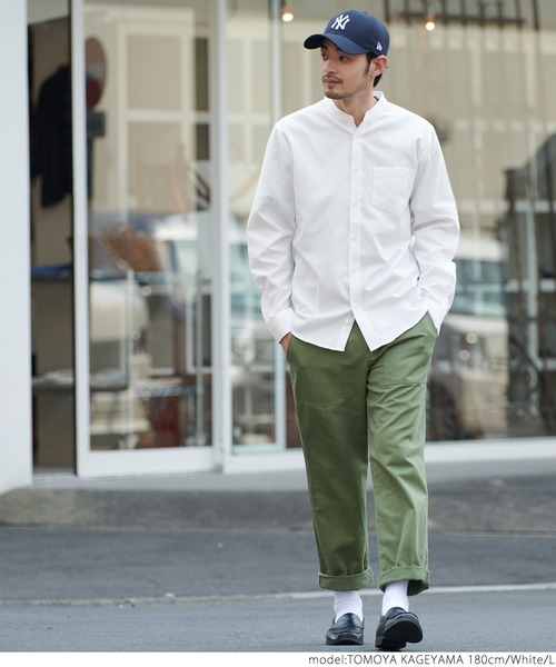 coca(coca)(コカ)の「ユニセックス バンドカラーレギュラーフィットオックスシャツ(シャツ/ブラウス・メンズ・ホワイト/パープル/ブルー・S/M/L/XL)」の9枚目の写真