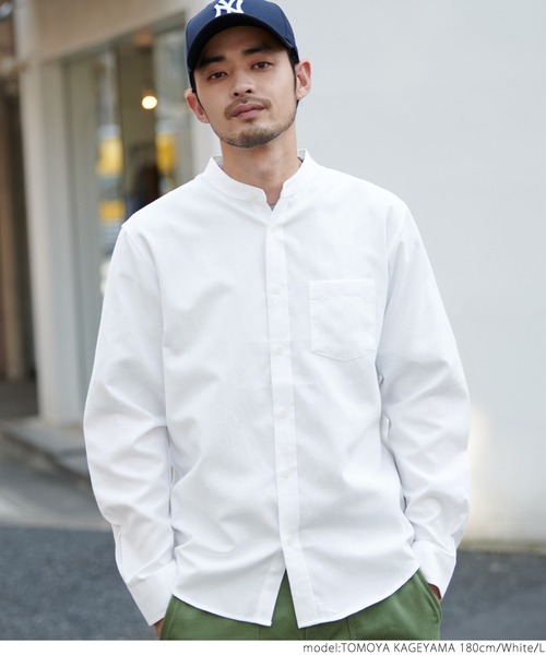 coca(coca)(コカ)の「ユニセックス バンドカラーレギュラーフィットオックスシャツ(シャツ/ブラウス・メンズ・ホワイト/パープル/ブルー・S/M/L/XL)」の10枚目の写真