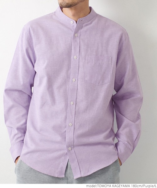 coca(coca)(コカ)の「ユニセックス バンドカラーレギュラーフィットオックスシャツ(シャツ/ブラウス・メンズ・ホワイト/パープル/ブルー・S/M/L/XL)」の13枚目の写真