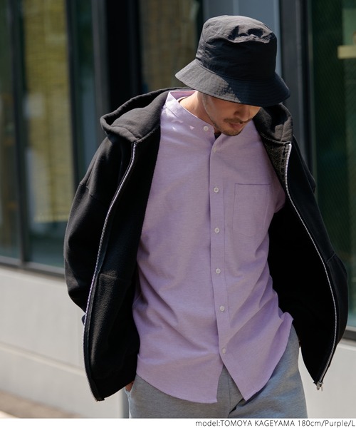 coca(coca)(コカ)の「ユニセックス バンドカラーレギュラーフィットオックスシャツ(シャツ/ブラウス・メンズ・ホワイト/パープル/ブルー・S/M/L/XL)」の15枚目の写真