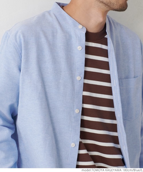 coca(coca)(コカ)の「ユニセックス バンドカラーレギュラーフィットオックスシャツ(シャツ/ブラウス・メンズ・ホワイト/パープル/ブルー・S/M/L/XL)」の19枚目の写真