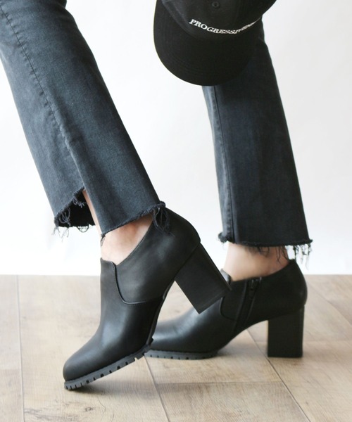 Fin（フィン）の「タンクソールショートブーティー（ブーツ・レディース・ブラック/キャメル・23.5cm/22.5cm/24.5cm/23cm/24cm/25cm）」の14枚目の写真