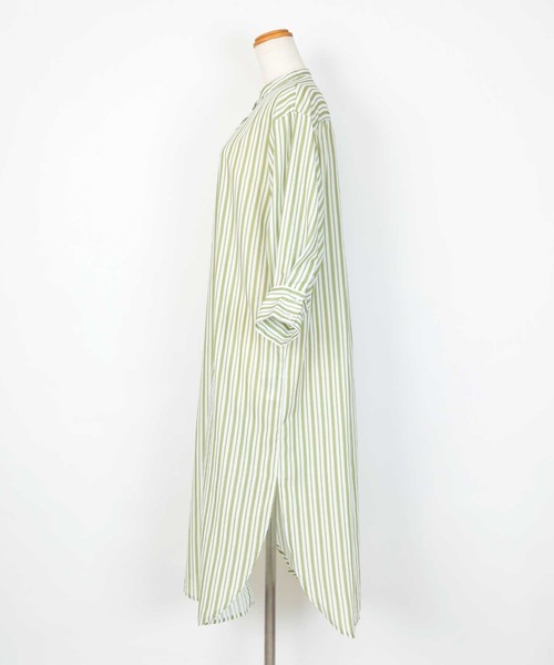 UR'S（ユアーズ）の「ﾊﾞﾝﾄﾞｶﾗｰｽﾄﾗｲﾌﾟｼｬﾂﾜﾝﾋﾟｰｽ（シャツワンピース・レディース・ブラック/グリーン系その他/グレイッシュベージュ・M）」の12枚目の写真