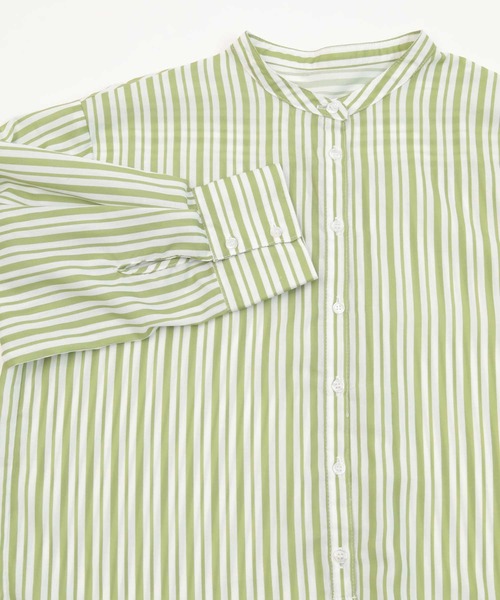 UR'S（ユアーズ）の「ﾊﾞﾝﾄﾞｶﾗｰｽﾄﾗｲﾌﾟｼｬﾂﾜﾝﾋﾟｰｽ（シャツワンピース・レディース・ブラック/グリーン系その他/グレイッシュベージュ・M）」の14枚目の写真