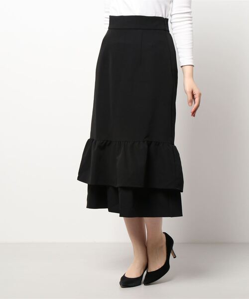 Allamanda（アラマンダ）の「BackレースUP裾ティアード／スカート（スカート・レディース・ピンク/ベージュ/その他11/ブラック・M）」の2枚目の写真