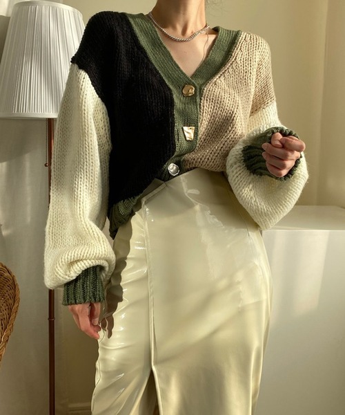 Jewelobe(ジュエローブ)の「配色ニットカーディガン(カーディガン/ボレロ・レディース・ブラウン/カーキ/アイボリー・FREE)」の20枚目の写真