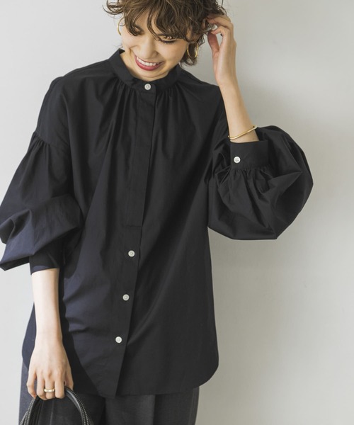 URBAN RESEARCH（アーバンリサーチ）の「ボリュームスリーブバンドカラーシャツ（シャツ/ブラウス・レディース・ブラック/ストライプ/ホワイト/その他1・FREE）」の3枚目の写真