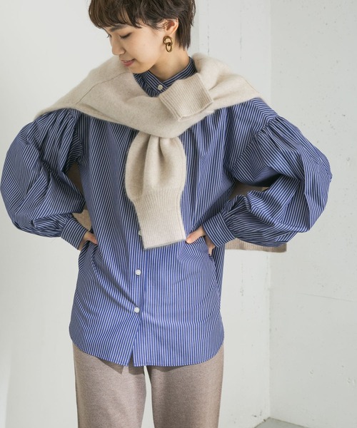 URBAN RESEARCH（アーバンリサーチ）の「ボリュームスリーブバンドカラーシャツ（シャツ/ブラウス・レディース・ブラック/ストライプ/ホワイト/その他1・FREE）」の5枚目の写真