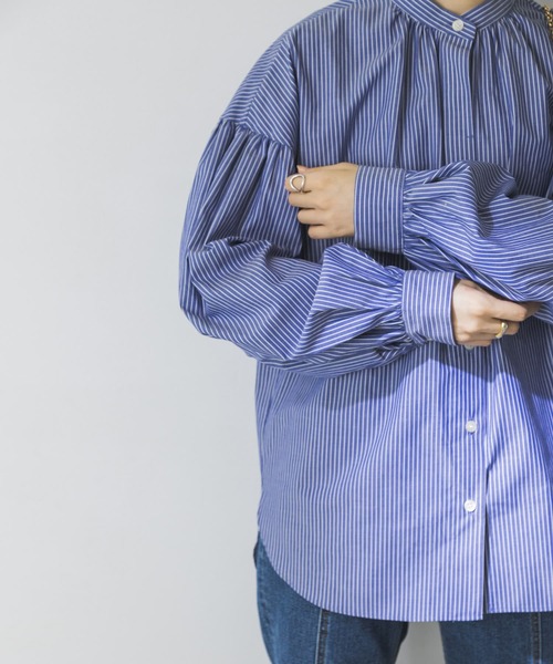 URBAN RESEARCH（アーバンリサーチ）の「ボリュームスリーブバンドカラーシャツ（シャツ/ブラウス・レディース・ブラック/ストライプ/ホワイト/その他1・FREE）」の9枚目の写真