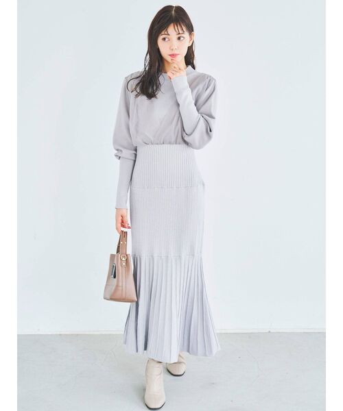 dazzlin（ダズリン）の「チュールスリーブマーメイドニットワンピース（ワンピース・レディース・ブラック/ベージュ/ブラウン/グレー・FREE）」の13枚目の写真