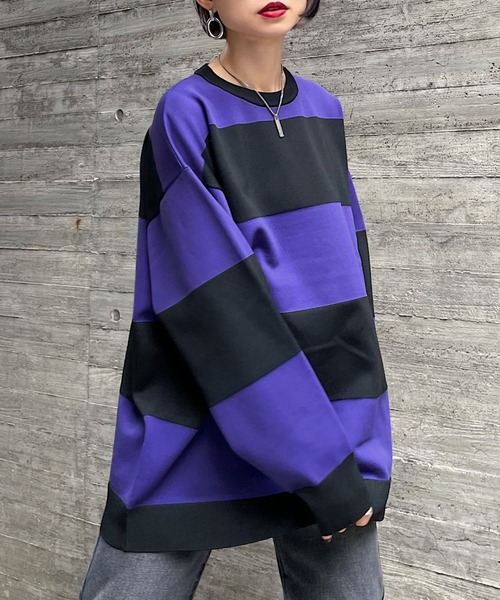 PAGEBOY（ページボーイ）の「ワイドボーダーニット（ニット/セーター・レディース・ブラック系その他/グリーン系その他/ブルー系その他・FREE）」の3枚目の写真