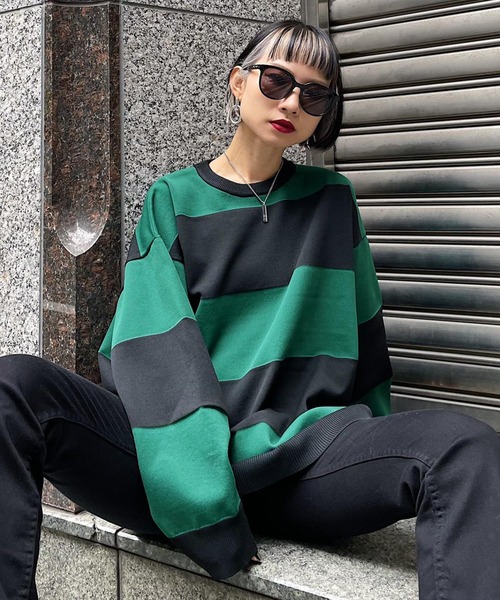 PAGEBOY（ページボーイ）の「ワイドボーダーニット（ニット/セーター・レディース・ブラック系その他/グリーン系その他/ブルー系その他・FREE）」の7枚目の写真