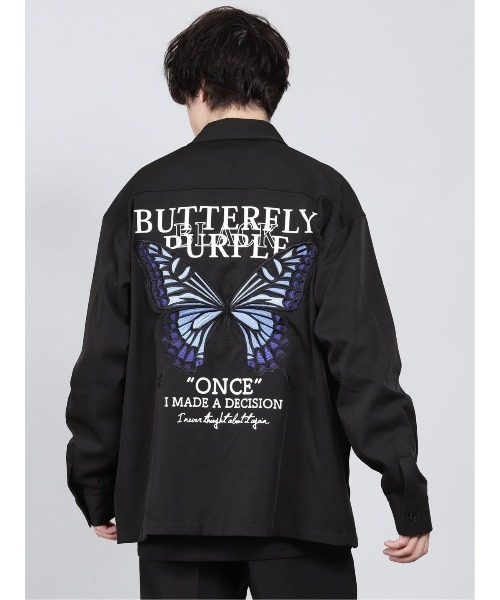 semantic design（セマンティックデザイン）の「セマンティックデザイン/semantic design バタフライ刺繍 長袖ビッグシャツアウター（シャツ/ブラウス・メンズ・レッド/ブルー・MEDIUM/LARGE）」の5枚目の写真