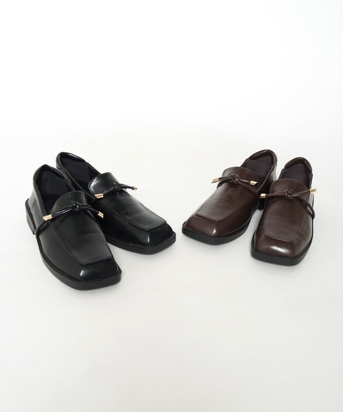 Crisp（クリスプ）の「リボンスクエアトゥローファー（ローファー・レディース・ブラック/ブラウン・38/37）」の6枚目の写真