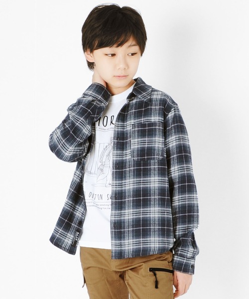 GLAZOS(グラソス)の「ネルチェック・長袖シャツ(シャツ/ブラウス・キッズ・ブラック/ベージュ/ブルー/グリーン・130cm/140cm/150cm/160cm/170cm)」の3枚目の写真