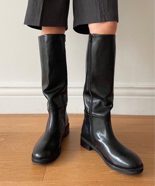 Didot.showroom（ディドット ショールーム）の「round long boots（ブーツ・レディース・ブラック/ブラウン・24cm/24.5cm/25cm/23.5cm/23cm）」の5枚目の写真