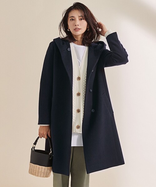 J.PRESS Ladies(J.プレス レディス)の「アンゴラビーバー フーデッドコート(その他アウター・レディース・ライトグレー系/ベージュ系/ネイビー系・XS)」の3枚目の写真