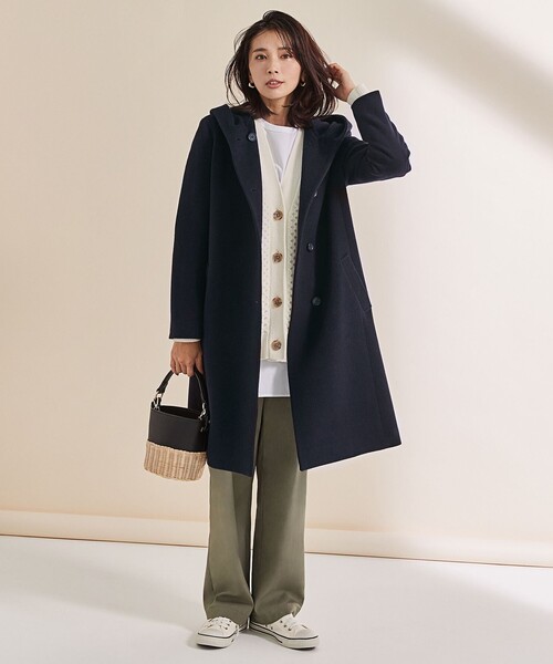 J.PRESS Ladies(J.プレス レディス)の「アンゴラビーバー フーデッドコート(その他アウター・レディース・ライトグレー系/ベージュ系/ネイビー系・XS)」の21枚目の写真
