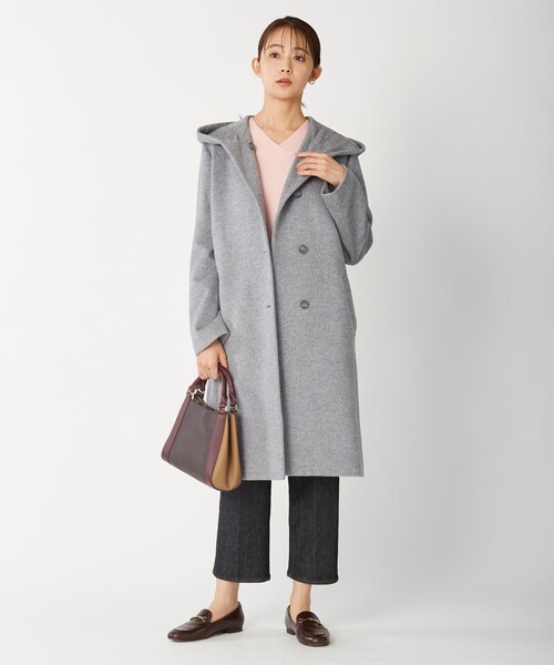 J.PRESS Ladies(J.プレス レディス)の「アンゴラビーバー フーデッドコート(その他アウター・レディース・ライトグレー系/ベージュ系/ネイビー系・XS)」の19枚目の写真