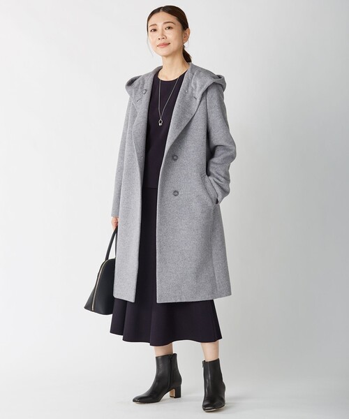 J.PRESS Ladies(J.プレス レディス)の「アンゴラビーバー フーデッドコート(その他アウター・レディース・ライトグレー系/ベージュ系/ネイビー系・XS)」の18枚目の写真