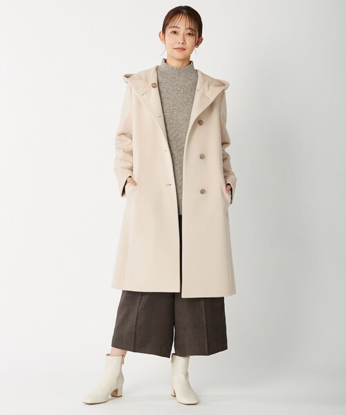 J.PRESS Ladies(J.プレス レディス)の「アンゴラビーバー フーデッドコート(その他アウター・レディース・ライトグレー系/ベージュ系/ネイビー系・XS)」の17枚目の写真