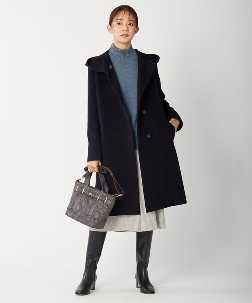 J.PRESS Ladies(J.プレス レディス)の「アンゴラビーバー フーデッドコート(その他アウター・レディース・ライトグレー系/ベージュ系/ネイビー系・XS)」の16枚目の写真