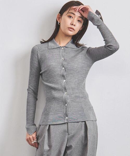 Gunn Johansson（グンヨハンソン）の「＜Gunn Johansson（グン ヨハンソン）＞リブ ボタンカーディガン（ニット/セーター・レディース・ブラック/グレー・38）」の6枚目の写真