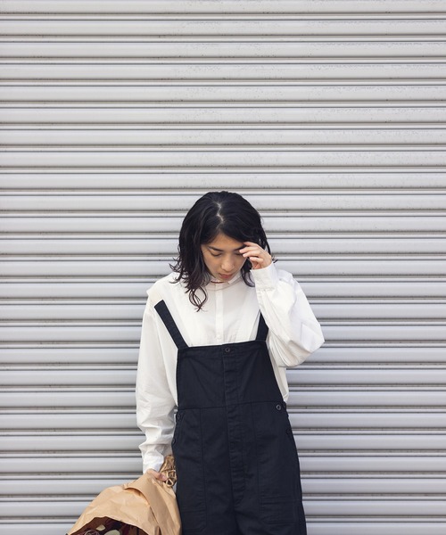 khakito（カーキト）の「綿100% ヘリンボーンジャーマンワークサロペット（サロペット/オーバーオール・レディース・ブラック/ブラウン/カーキ・FREE）」の8枚目の写真