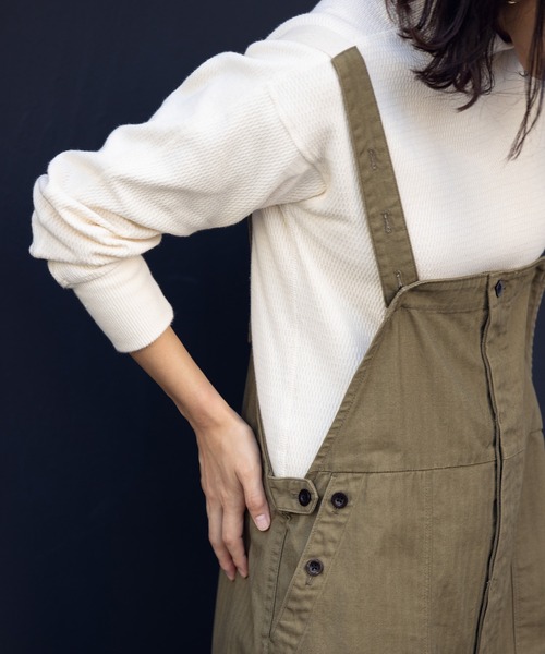 khakito（カーキト）の「綿100% ヘリンボーンジャーマンワークサロペット（サロペット/オーバーオール・レディース・ブラック/ブラウン/カーキ・FREE）」の15枚目の写真